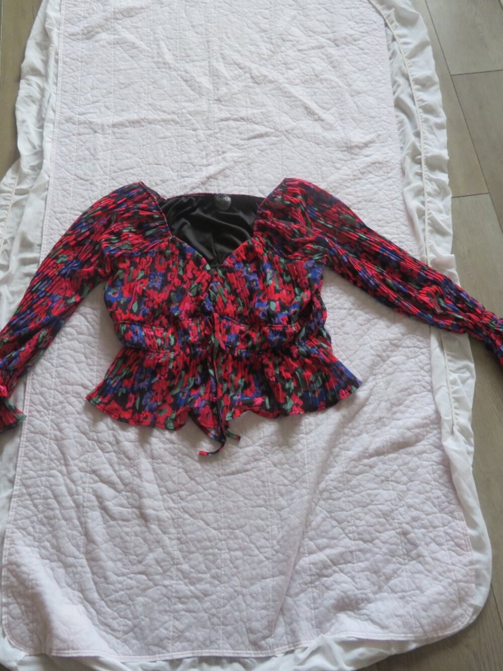 ARULA Floral Chiffon Baby Doll Pleated Ruffle Blouse Size 2X-3X